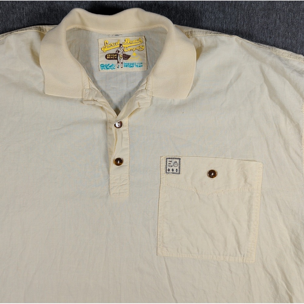 Retro Beach Polo Cotton XL Pocket Shirt 1/4 Button Fryday Sunday Beach Company